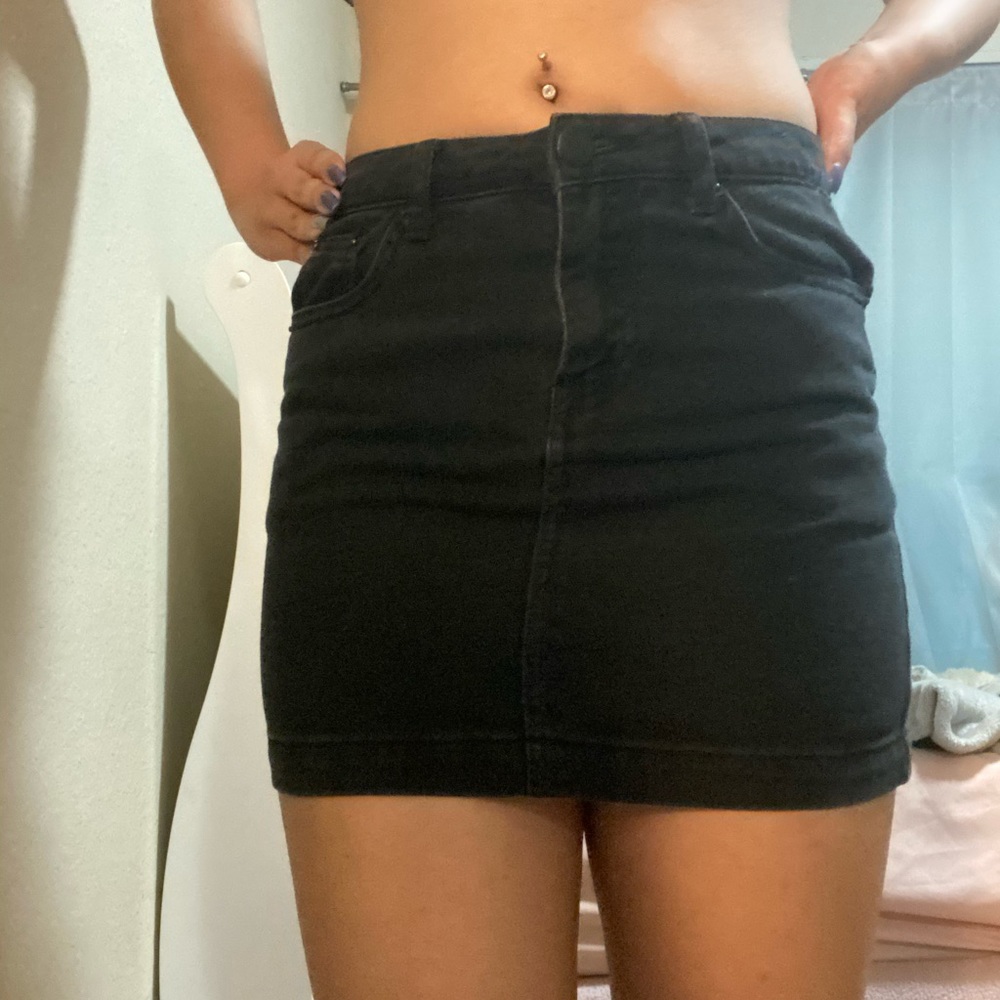 Black Denim Skirt